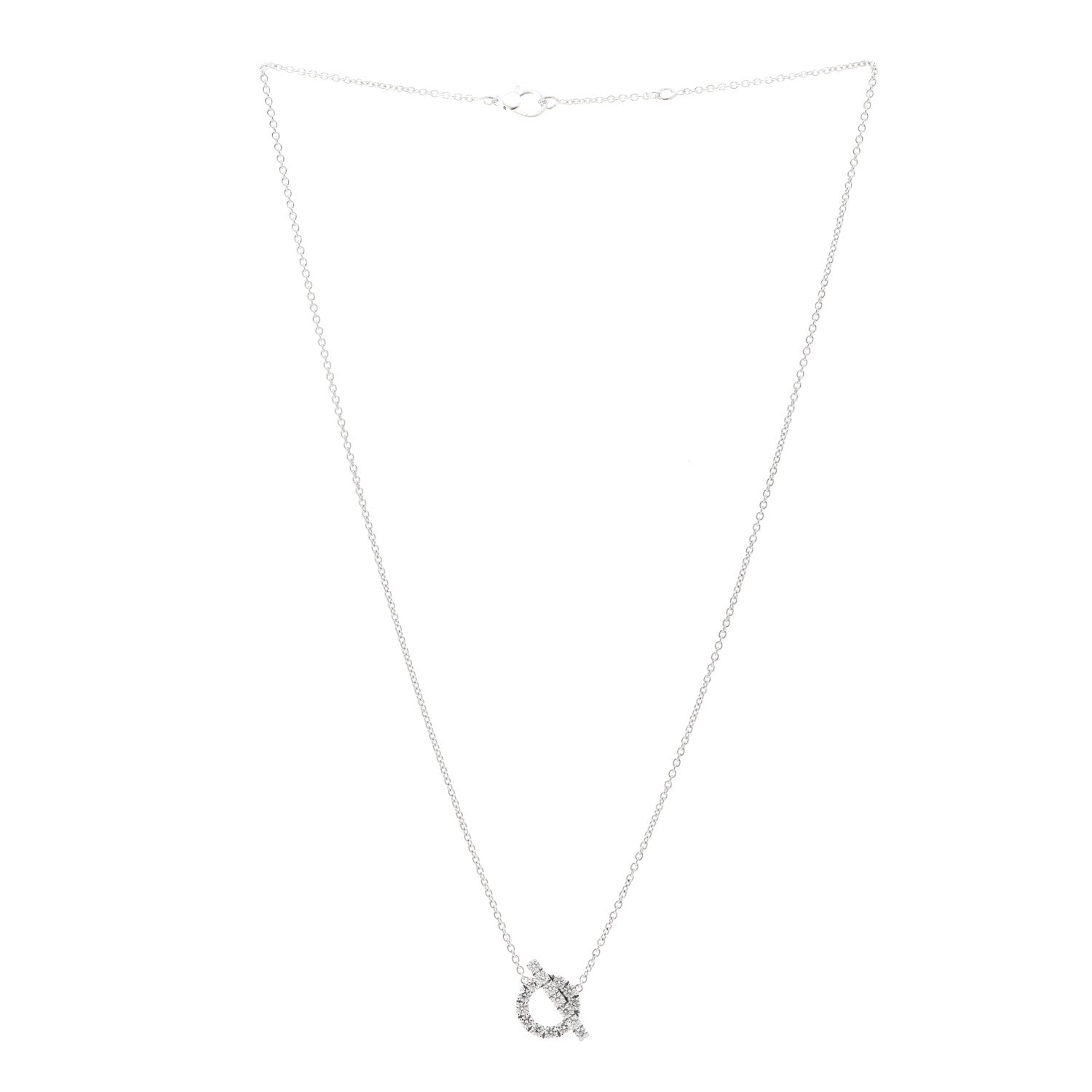 Hermes 18K White Gold Diamond Finesse Pendant Necklace 3 of 5