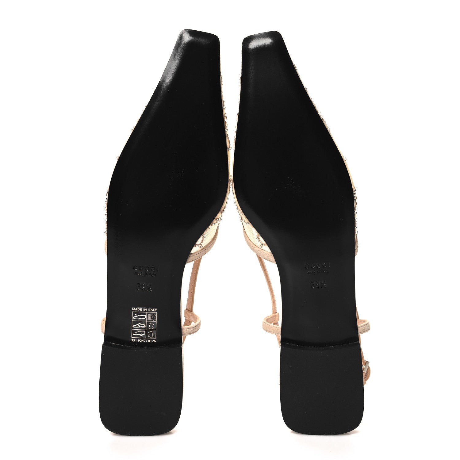 Gucci Suede Mesh Crystal GG Monogram Slingback Ballet Flats 39.5 Light Powder Skin Rose 6 of 9