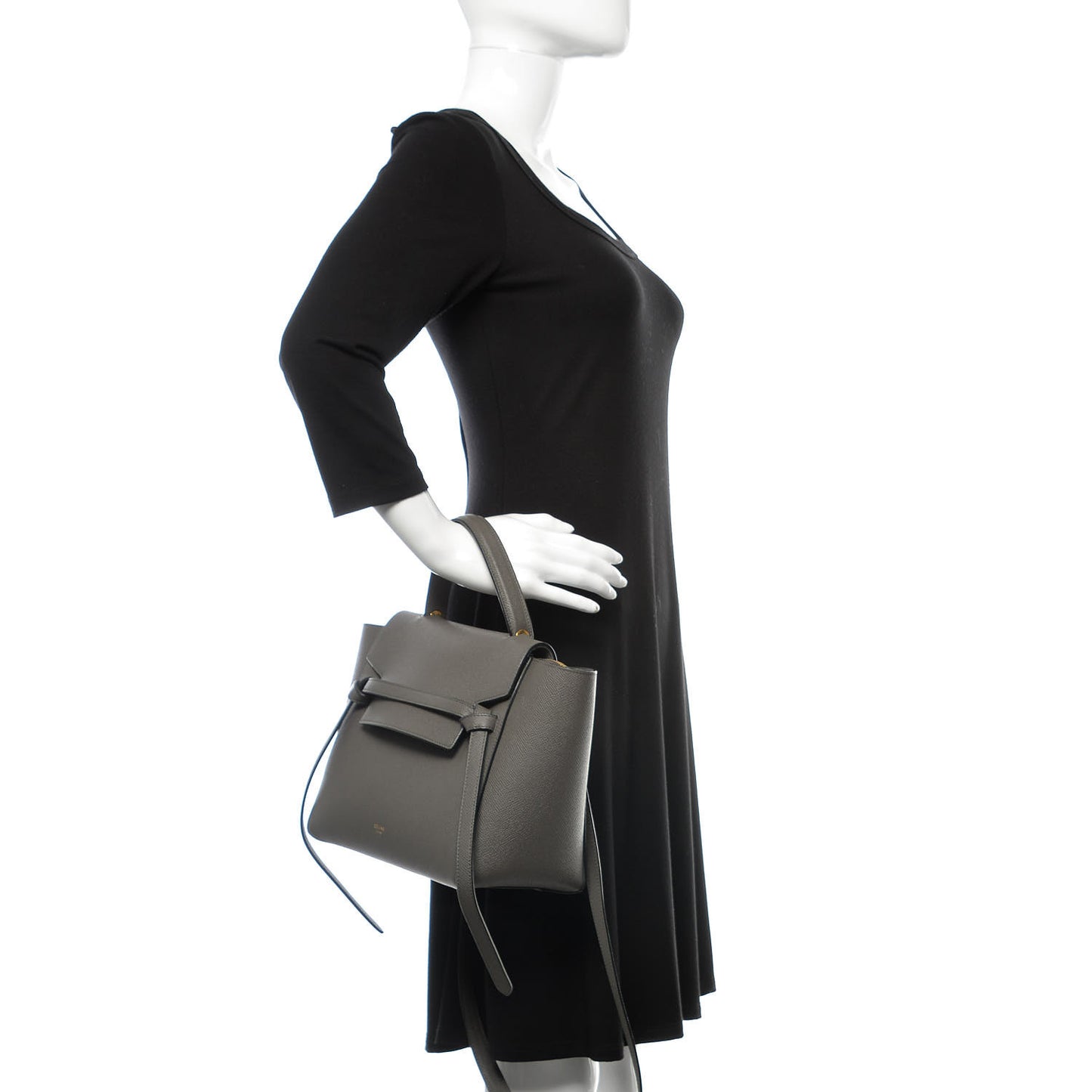 Baby Grained Calfskin Micro Belt Bag Grey