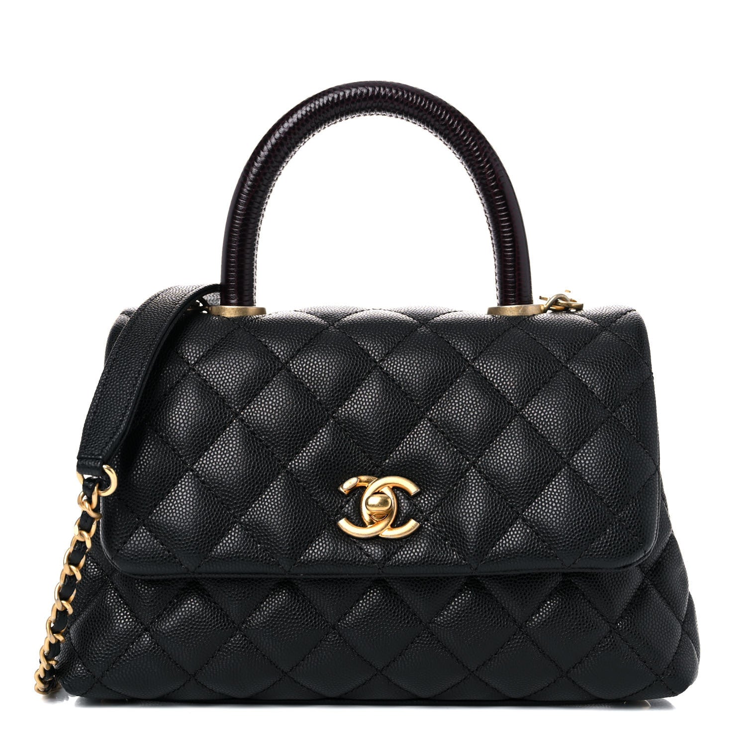 Chanel Caviar Lizard Embossed Quilted Mini Coco Handle Flap Black 1 of 20