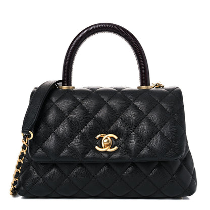 Chanel Caviar Lizard Embossed Quilted Mini Coco Handle Flap Black 1 of 20