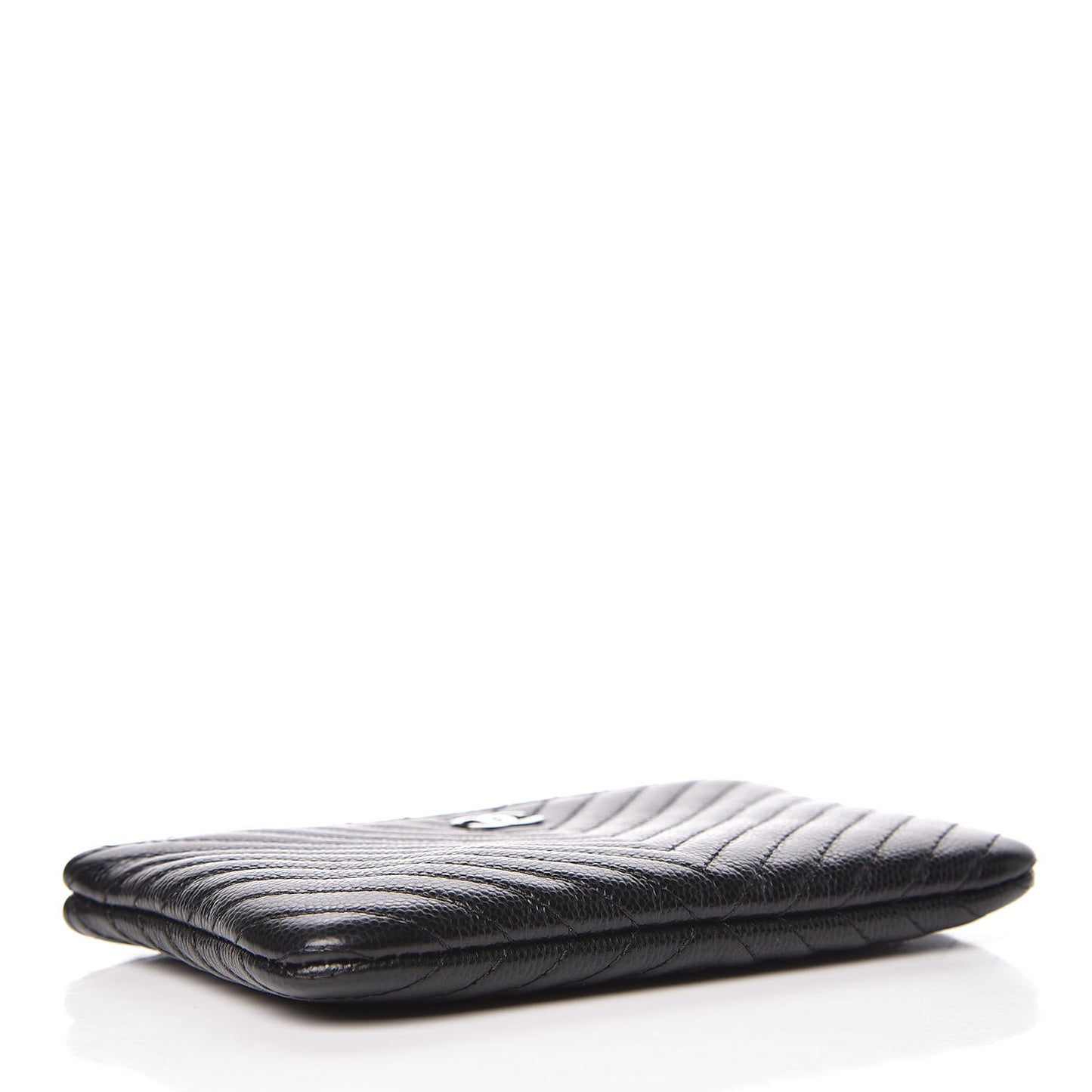 Caviar Chevron Quilted Small Cosmetic Case Black