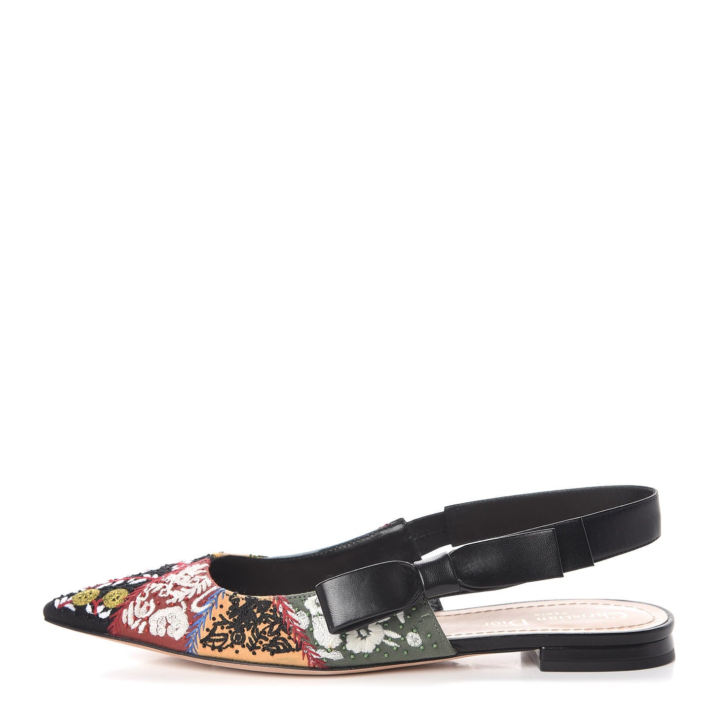 Patch Embroidered Sweet D Sling-Back Flats 38.5 Multicolor