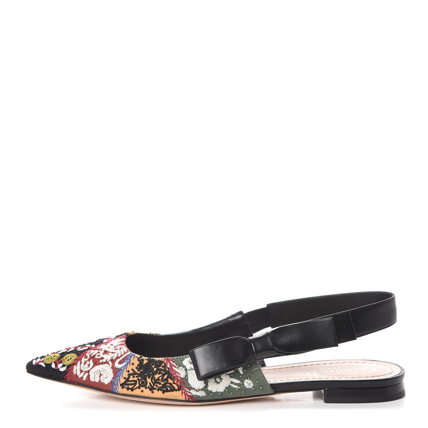 Christian Dior Patch Embroidered Sweet D Sling-Back Flats 38.5 Multicolor 1 of 9