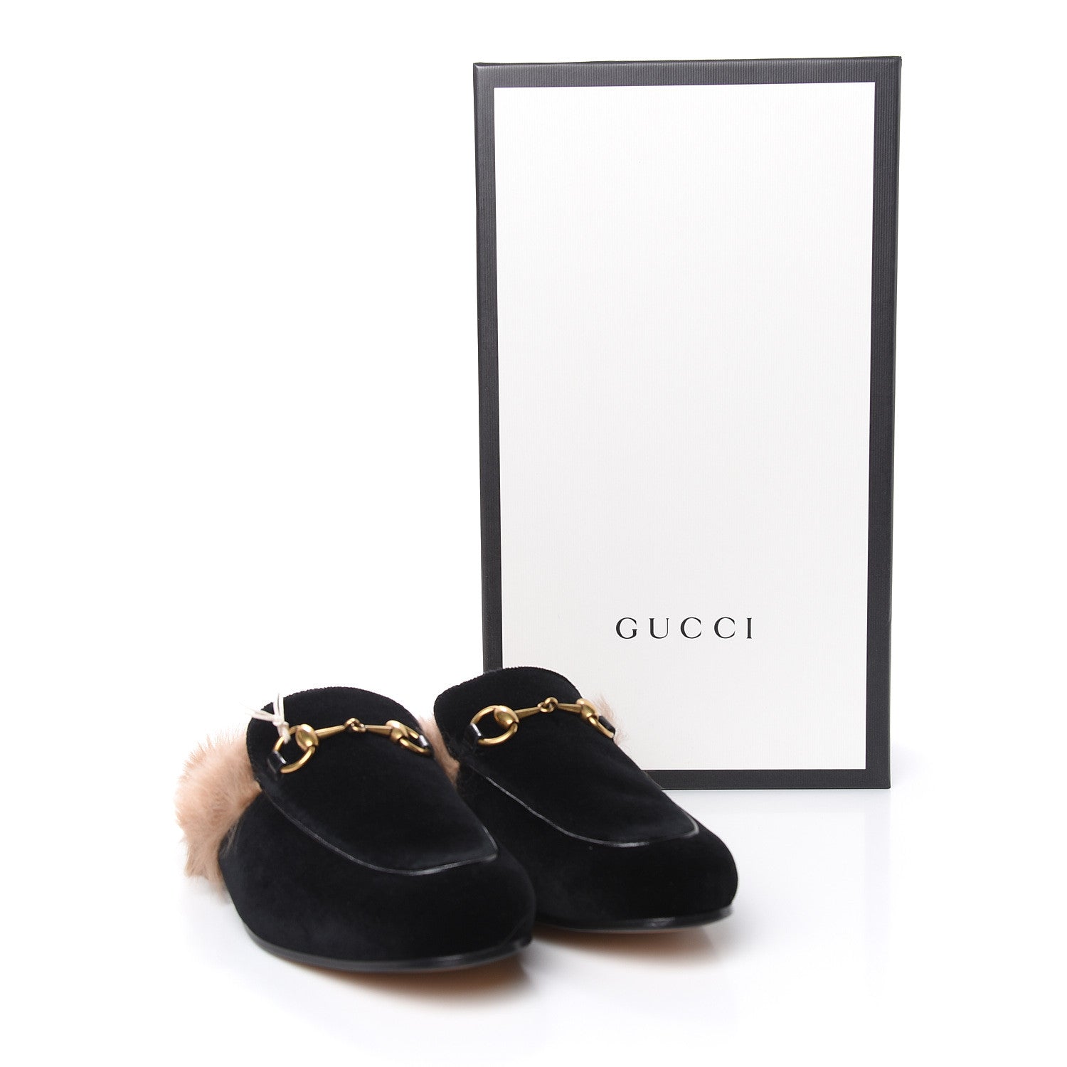 Gucci Velvet Fur Mens Princetown Slippers 6 Black 8 of 8