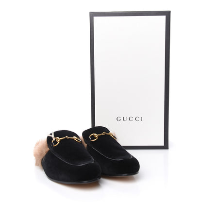 Gucci Velvet Fur Mens Princetown Slippers 6 Black 8 of 8