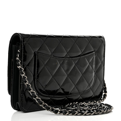 Chanel Patent Quilted Wallet On Chain WOC Black 3 of 13