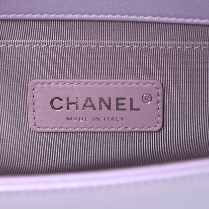 Chanel Metallic Lambskin Chevron Quilted Medium Boy Flap Pink 7 of 9
