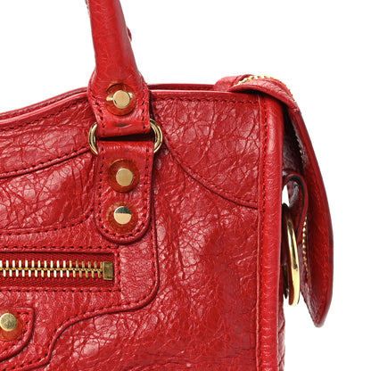 Balenciaga Agneau Gold Metallic Edge Hardware Mini City Rouge Groseille 9 of 11