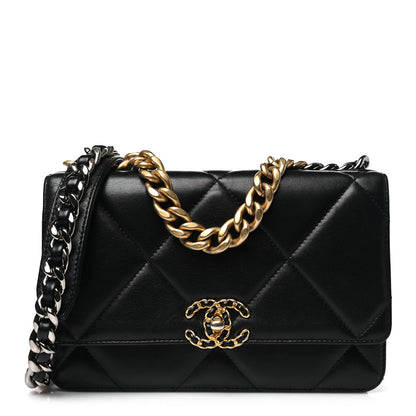 Chanel Lambskin Quilted Chanel 19 Wallet On Chain WOC Black 1 of 12