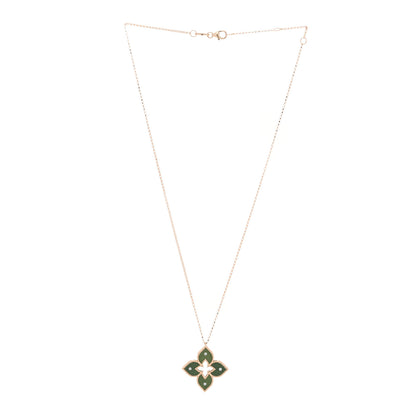 Roberto Coin 18K Rose Gold Green Titanium Diamond Small Venetian Princess Flower Pendant Necklace 3 of 5