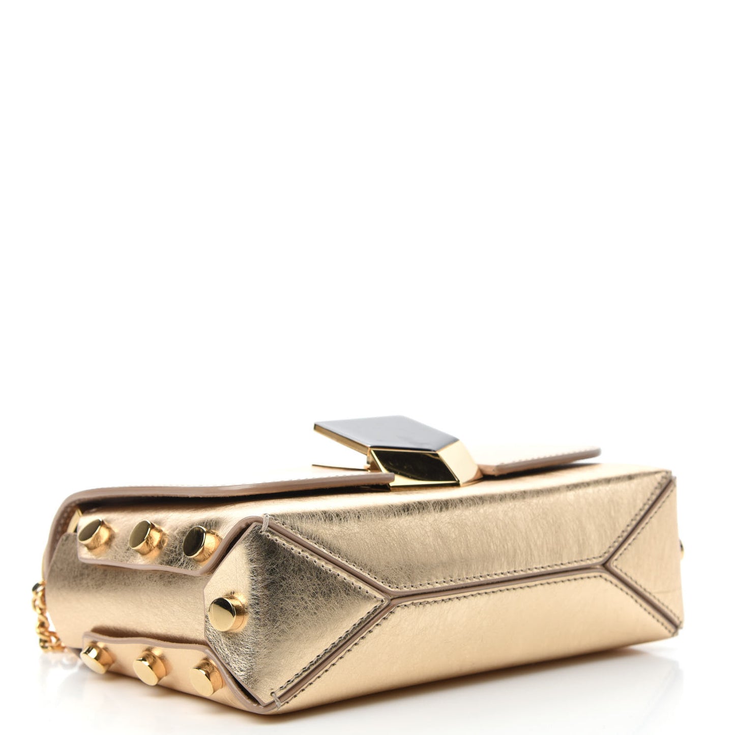 Metallic Calfskin Lockett Petite Shoulder Bag Gold