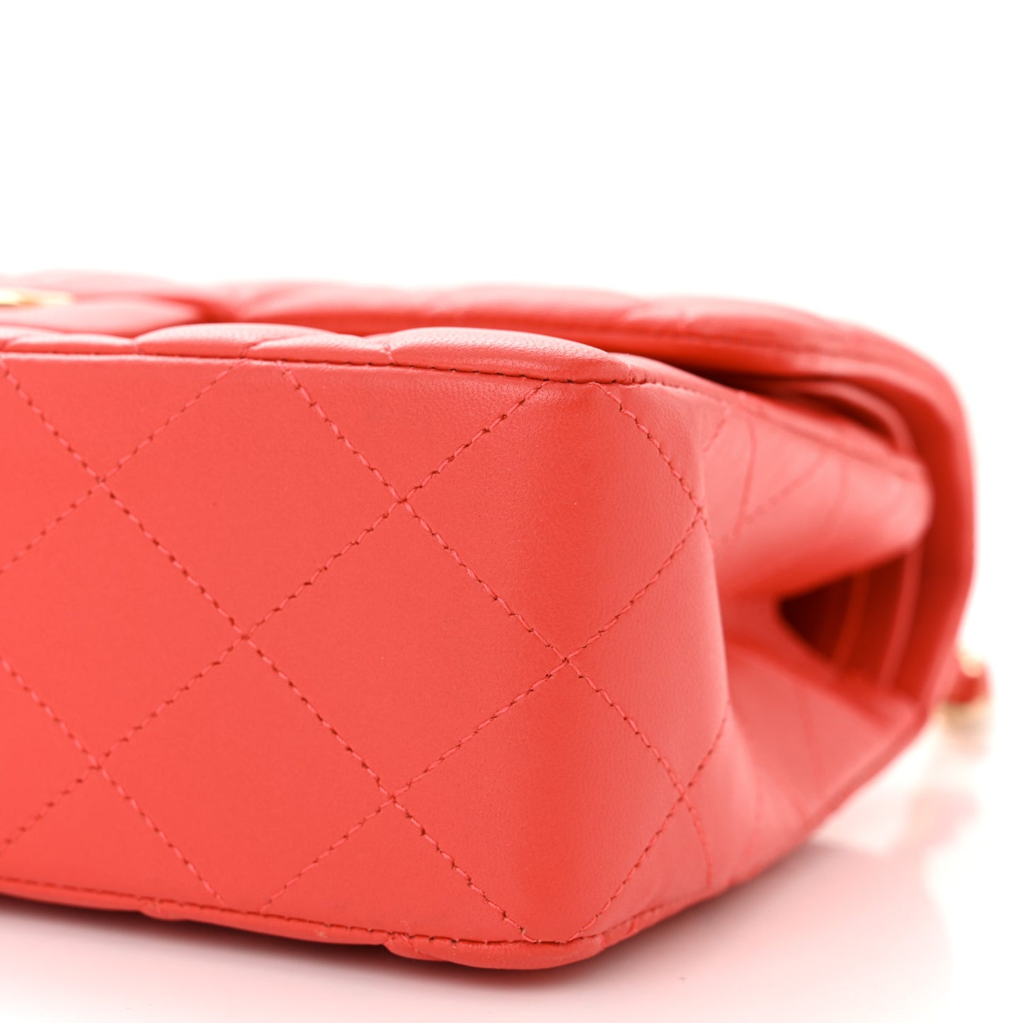 Lambskin Quilted Small Double Flap Red