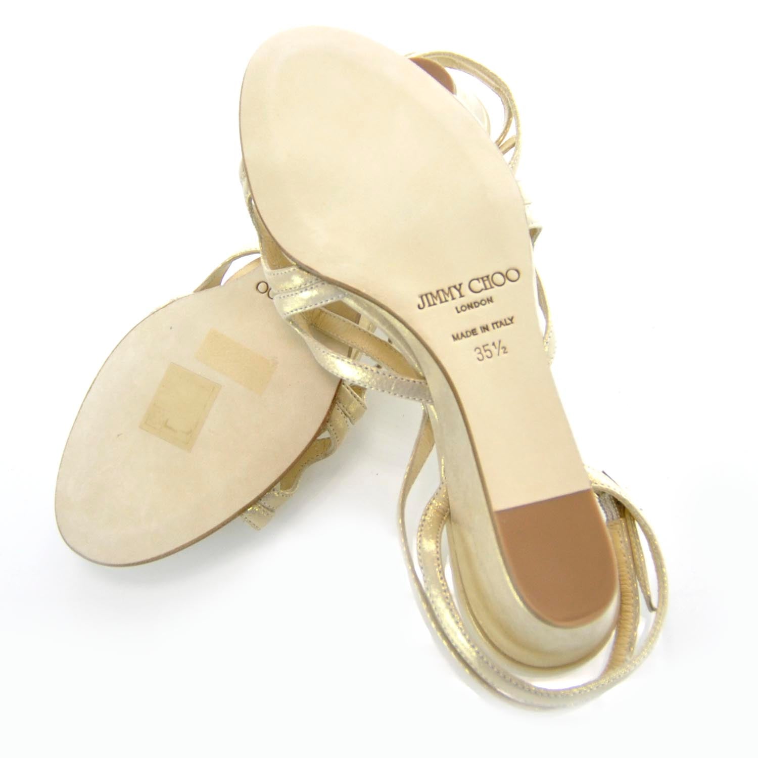 Jimmy Choo Pixelated Leather Dora Sandals 35.5 Gold 4 of 7