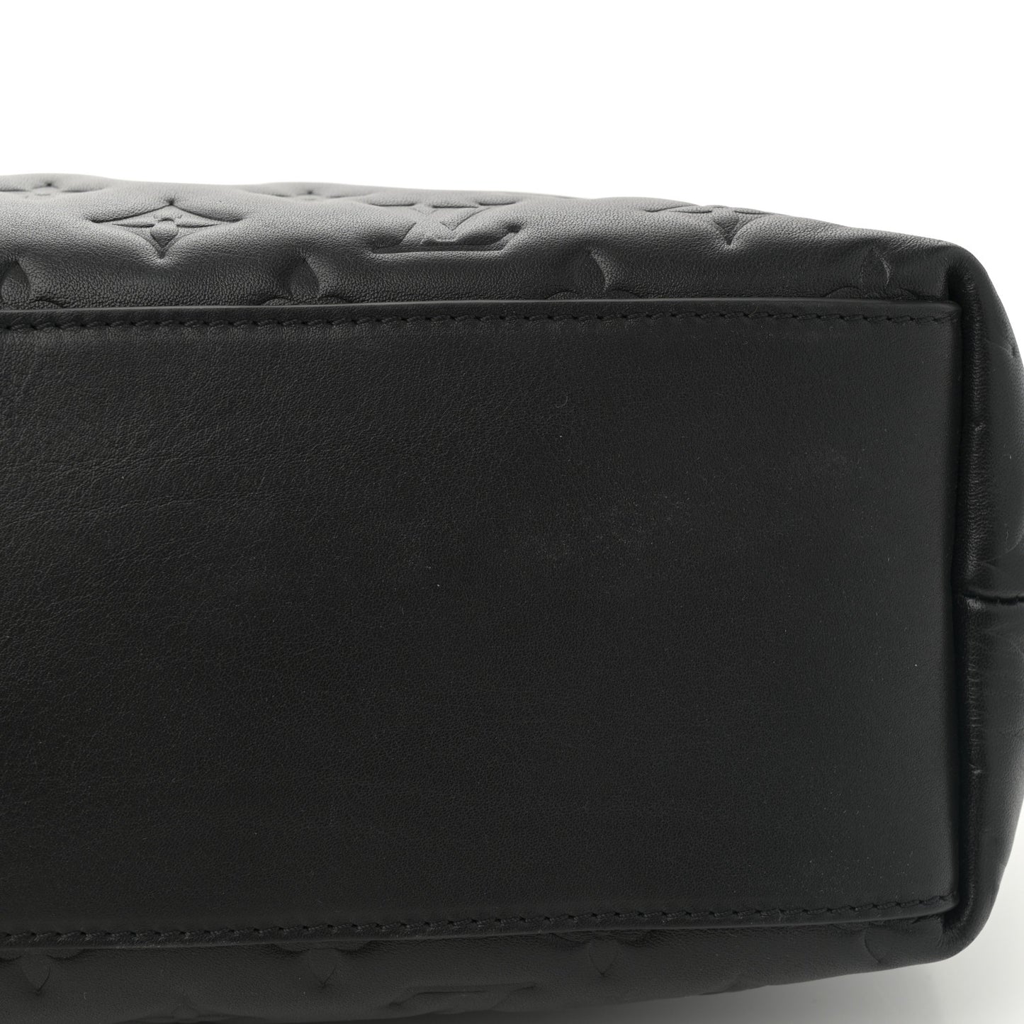 Lambskin Embossed Monogram Coussin Hobo MM Black