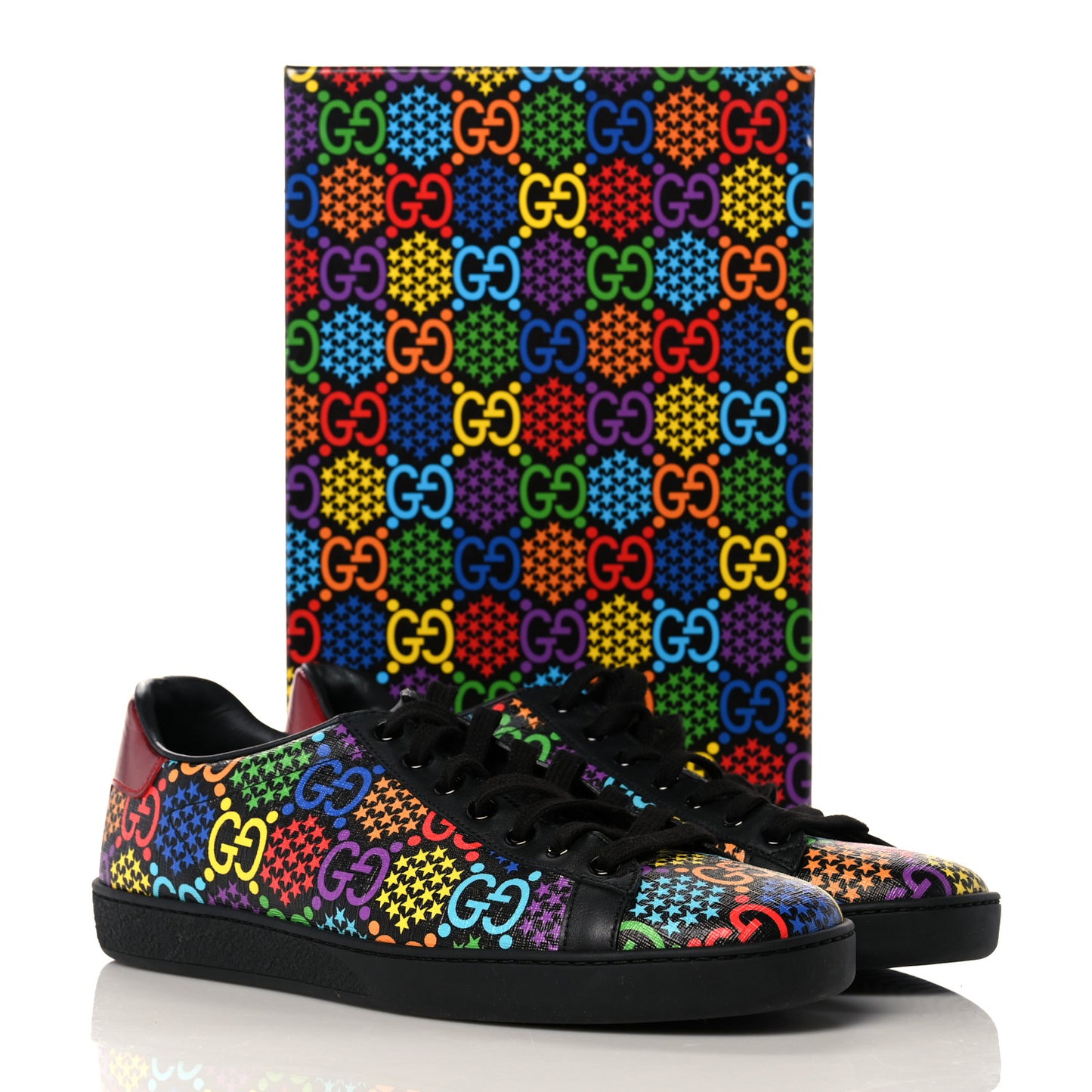 GG Supreme Monogram Psychedelic Ace Sneakers 41 Black Multicolor