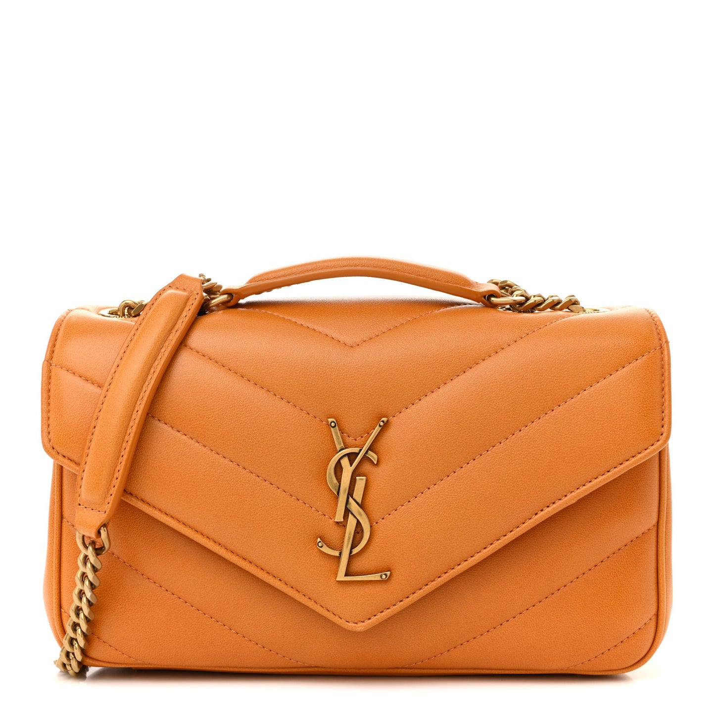 Lambskin Chevron Quilted Small Loulou Bag Sunflower