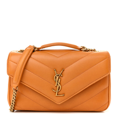 Saint Laurent Lambskin Chevron Quilted Small Loulou Bag Sunflower 1 of 12
