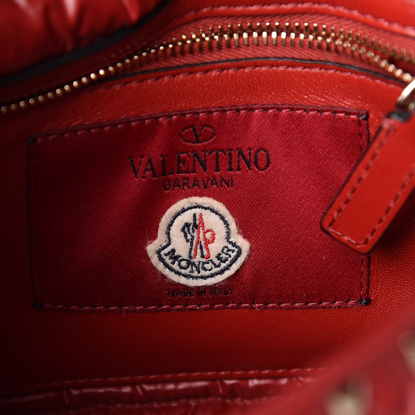 Nylon Moncler Quilted Medium Rockstud Spike Shoulder Bag Rosso Valentino