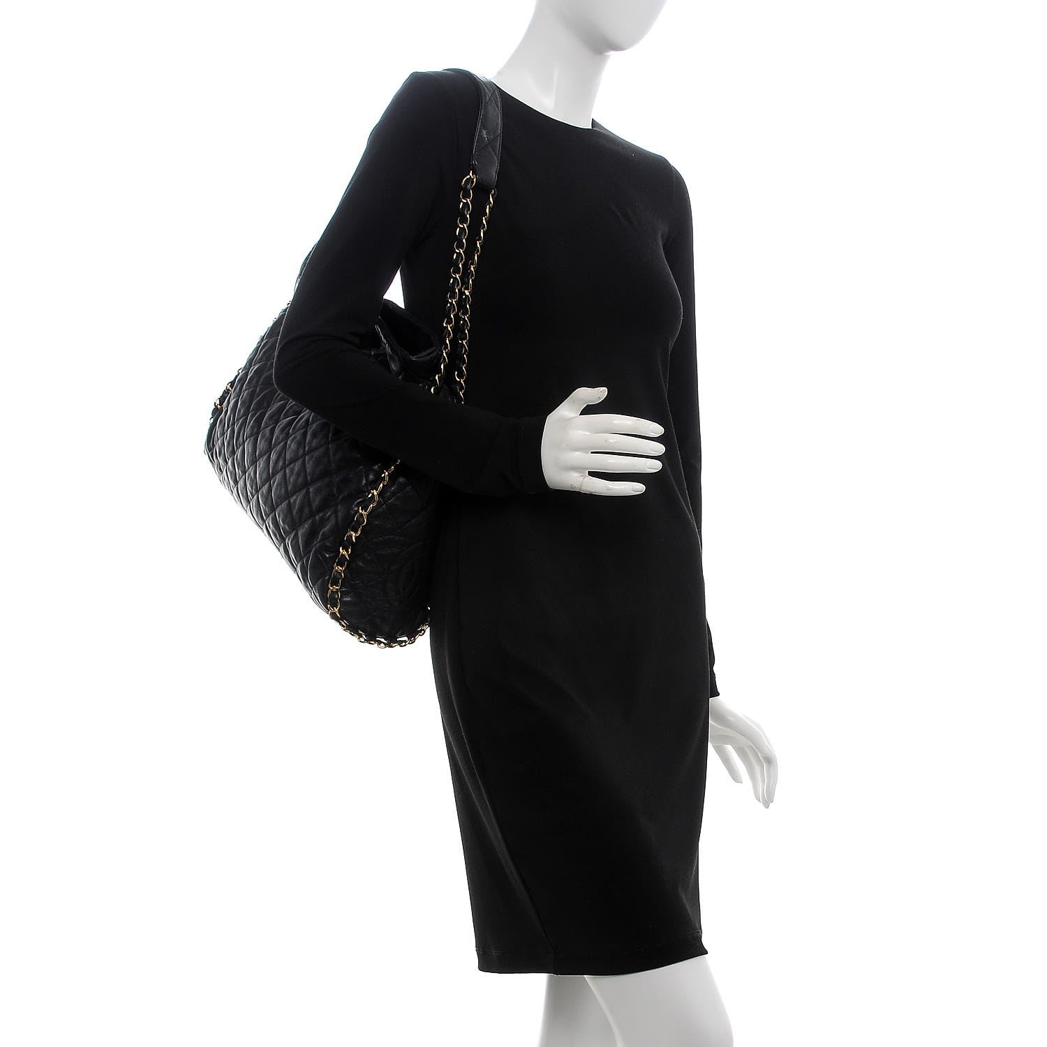 Chanel Calfskin Quilted Large Chain Me Hobo Black 2 of 8