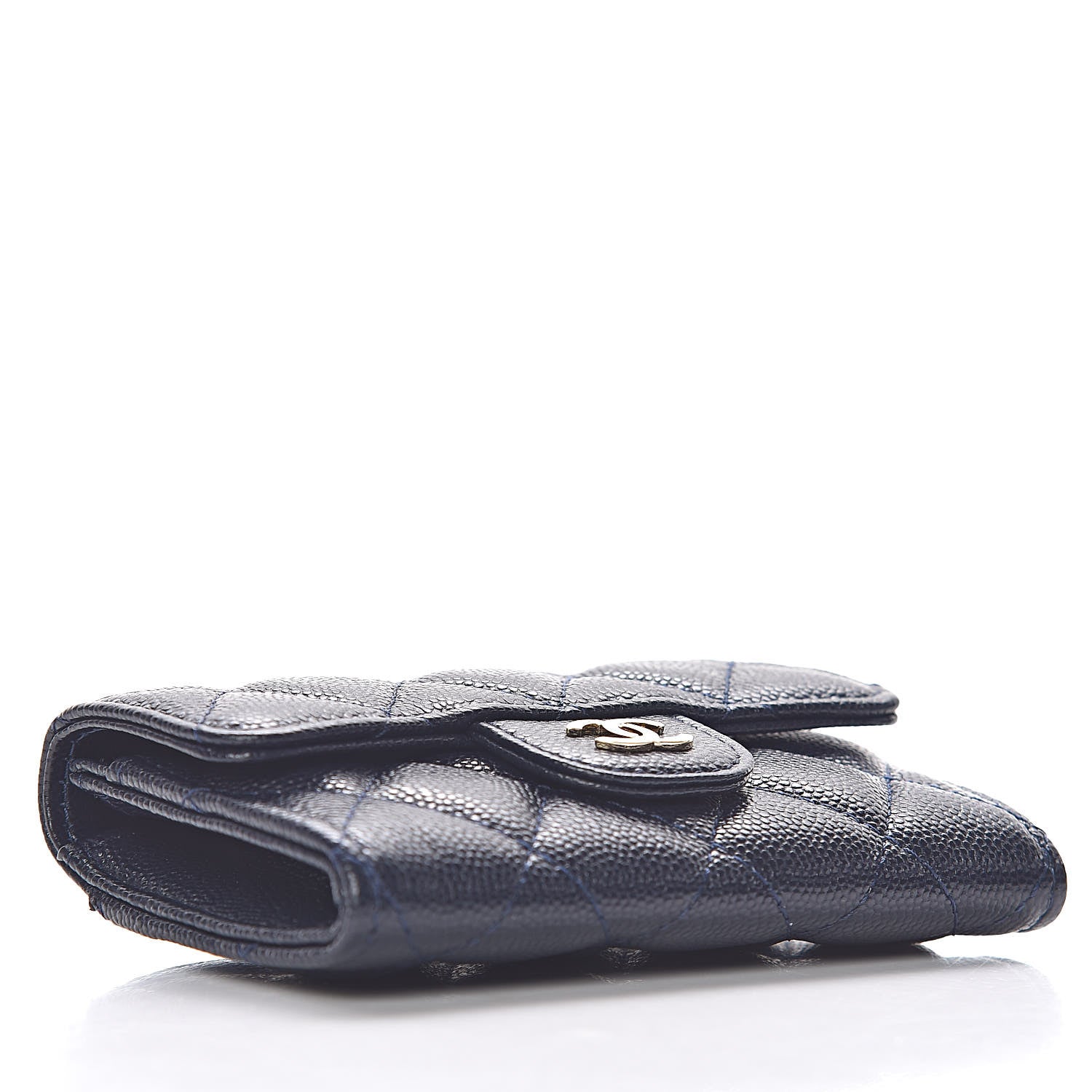 Chanel Caviar Quilted Flap Card Holder Wallet Navy Blue 4 of 12