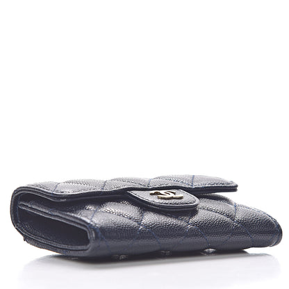 Chanel Caviar Quilted Flap Card Holder Wallet Navy Blue 4 of 12