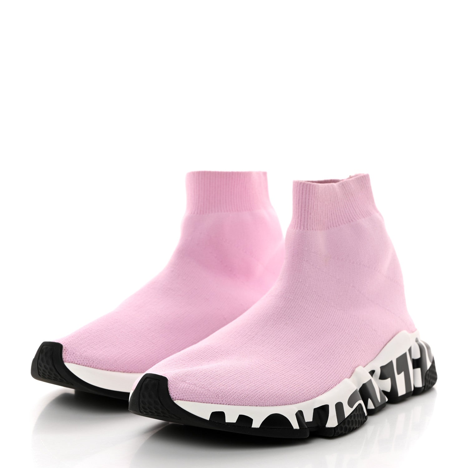 Balenciaga Neoprene Knit Womens Speed Graffiti Sneakers Light 40 Light Pink White Black 3 of 8