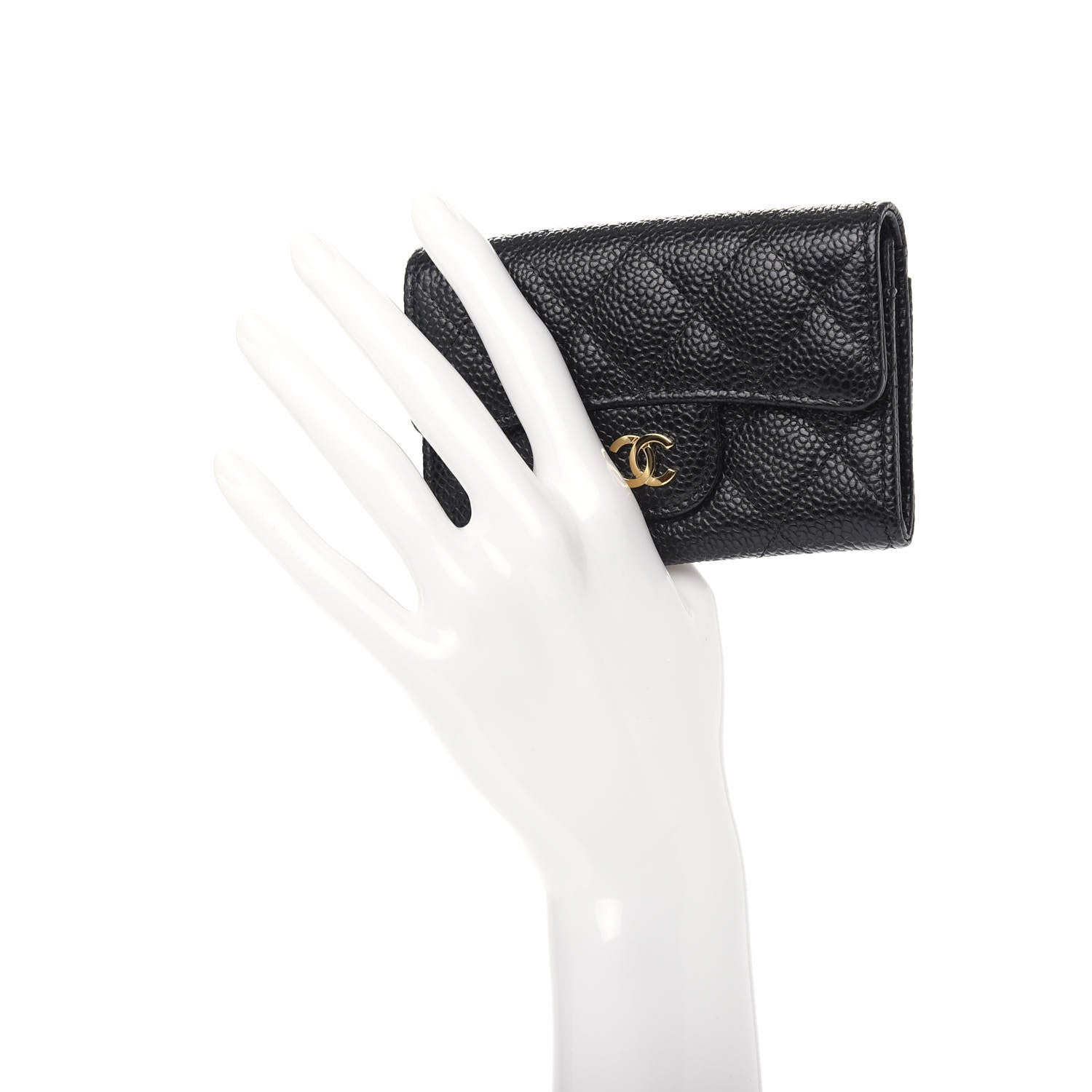 Chanel Caviar Quilted Flap Card Holder Wallet Black 2 of 9