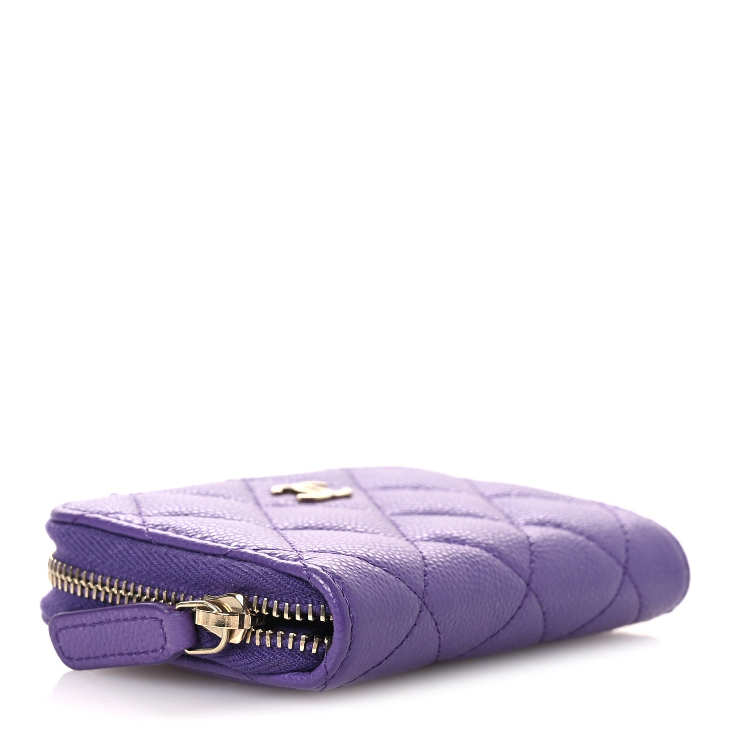Caviar Quilted Zip Coin Purse Purple