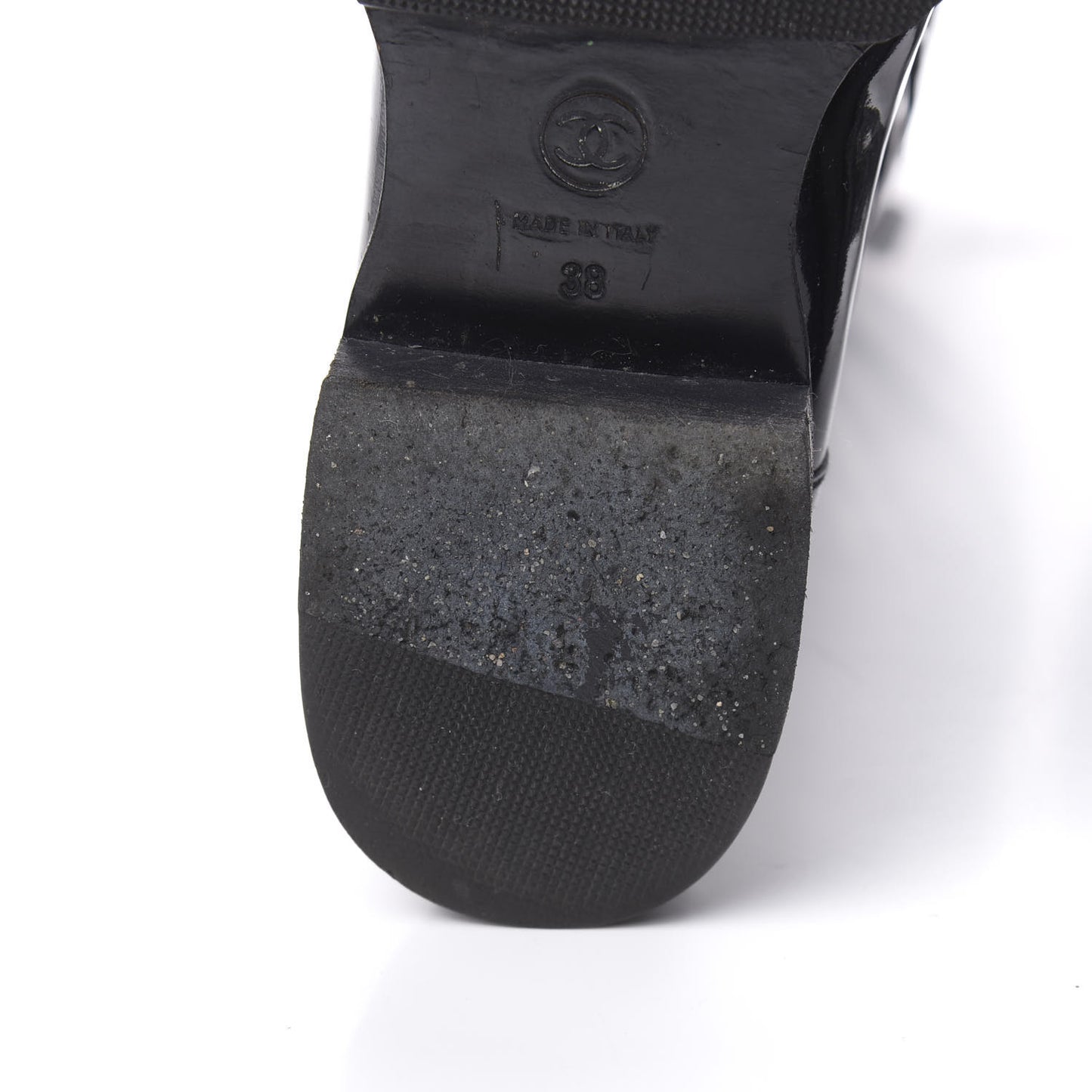 Patent Knee High Boots 38 Black