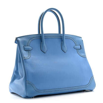 Hermes Togo Swift Ghillies Birkin 35 Bleu Paradis 3 of 13