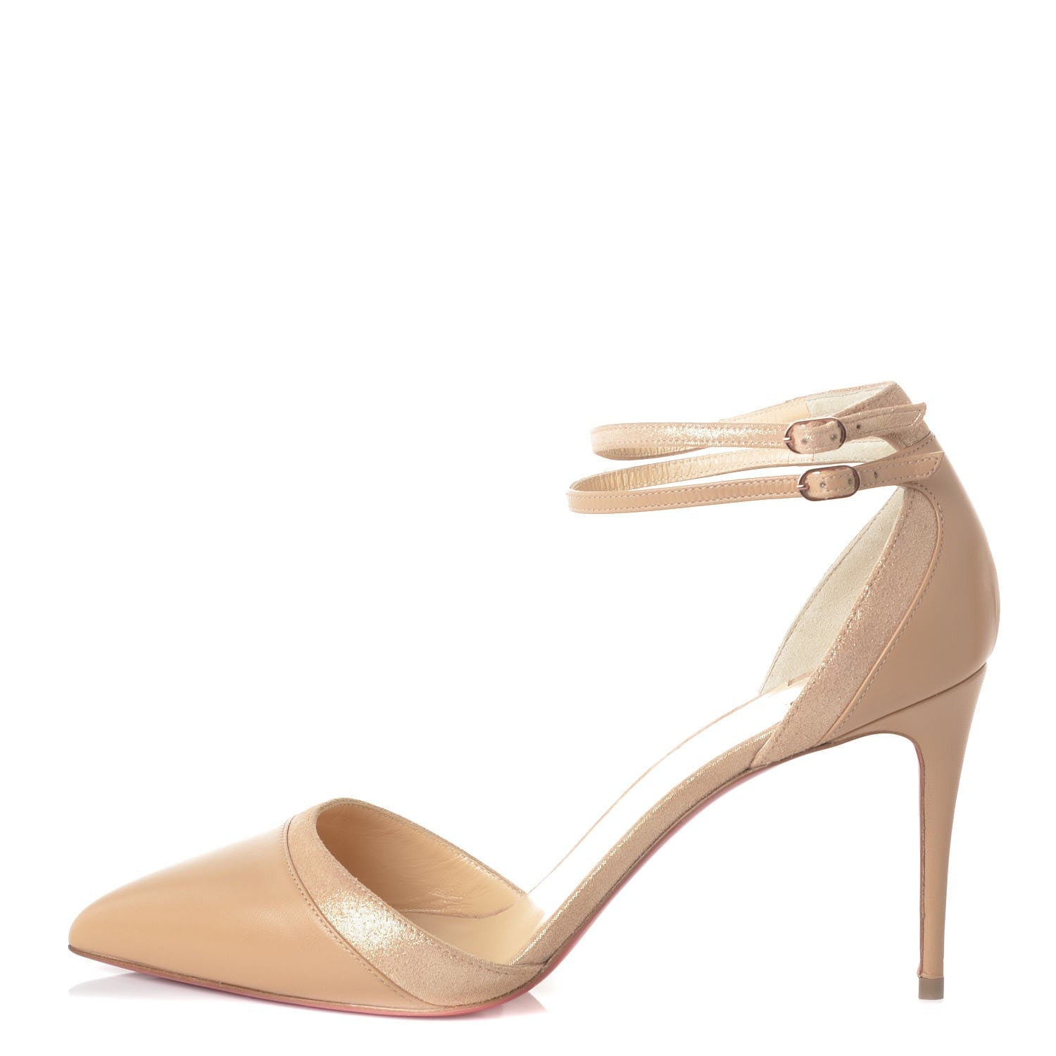 Christian Louboutin Kid Uptown Double 85 Pumps 39 & 39.5 Nude 1 of 15
