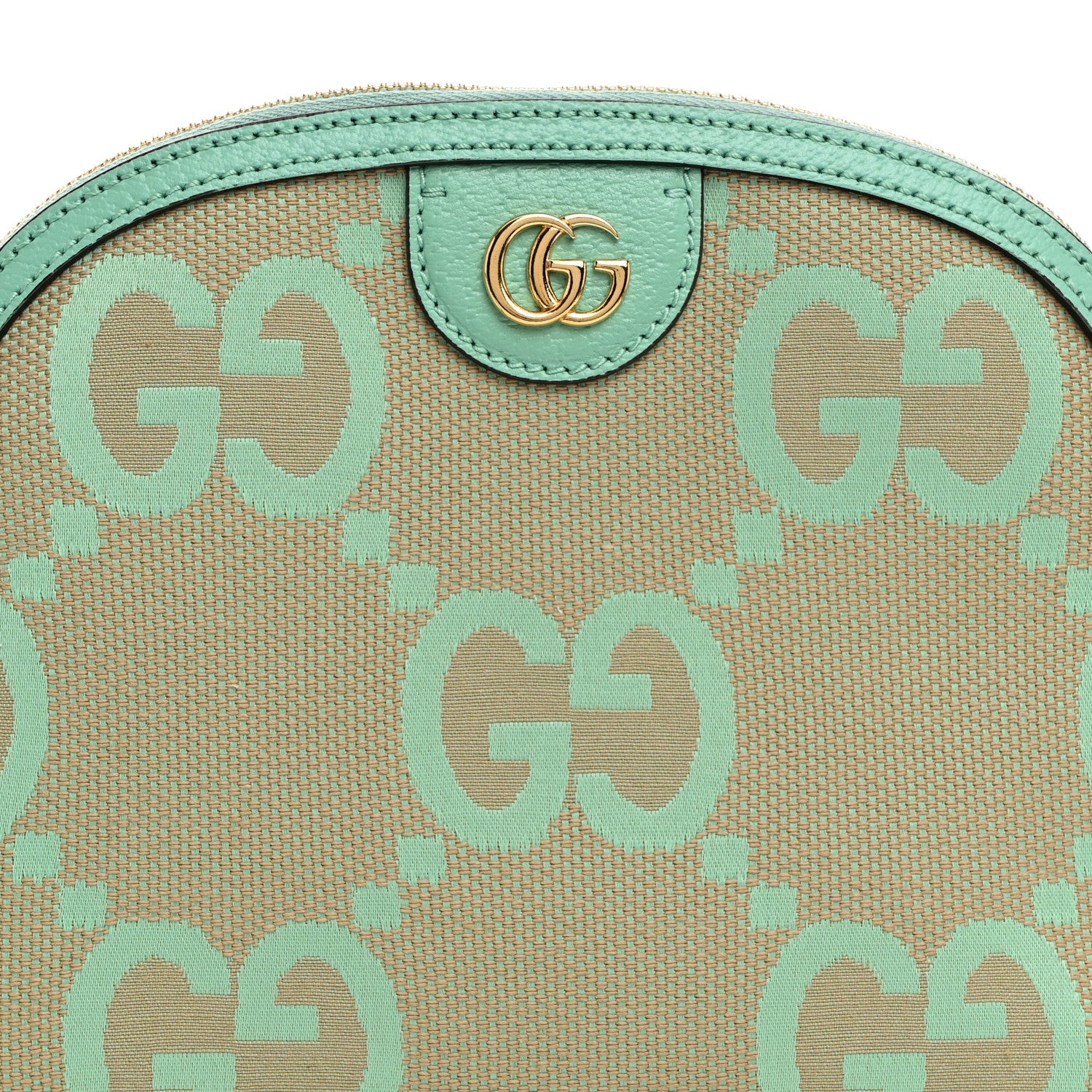 Gucci Monogram Jumbo GG Textured Dollar Calfskin Small Ophidia Dome Shoulder Bag Beige Pepperlight Mint 8 of 10