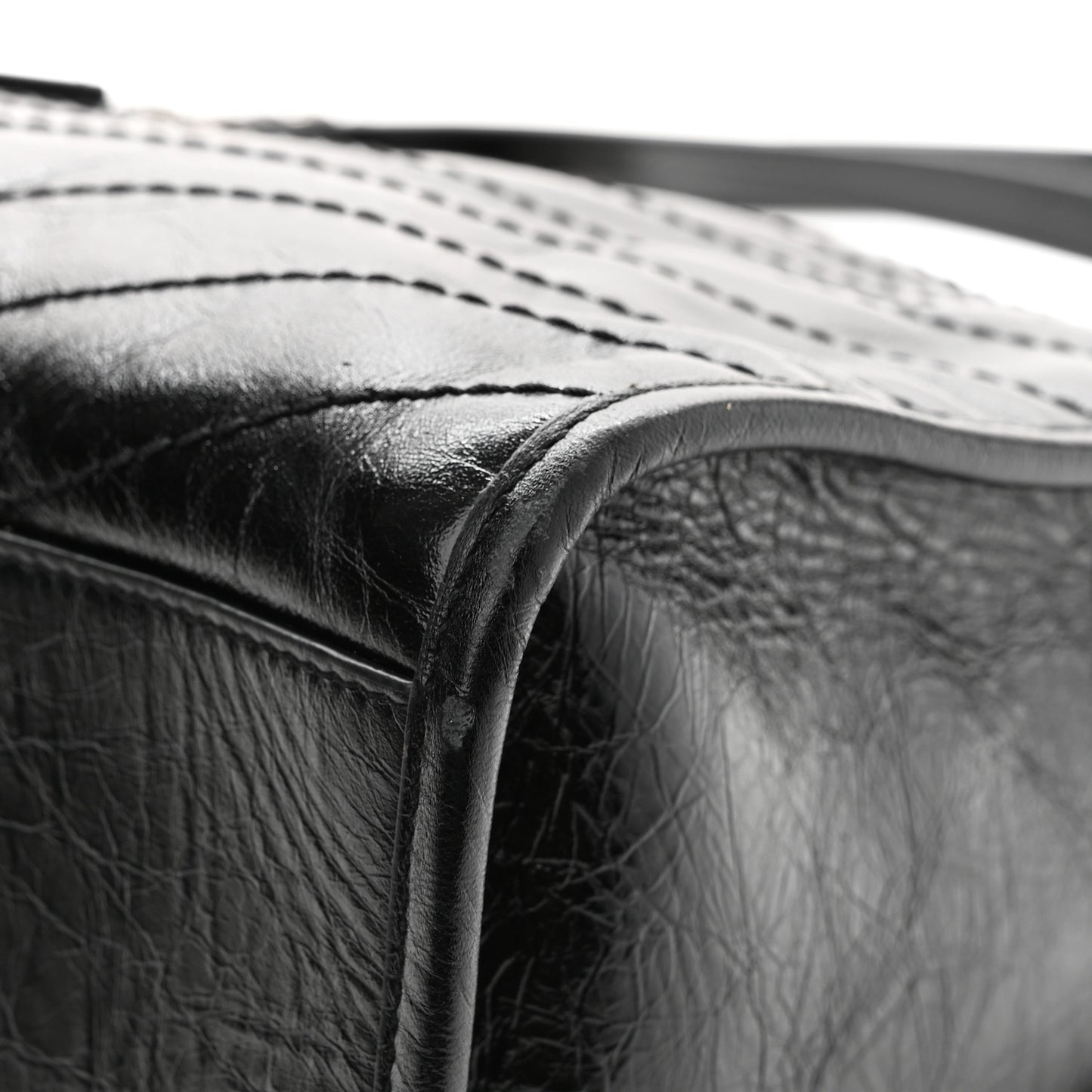 Crinkled Calfskin Matelasse Monogram Large Niki Shopper Tote Black