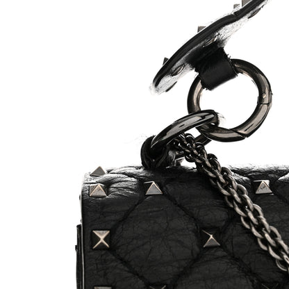 Valentino Garavani Craquele Nappa Medium Rockstud Spike Shoulder Bag Black 14 of 15