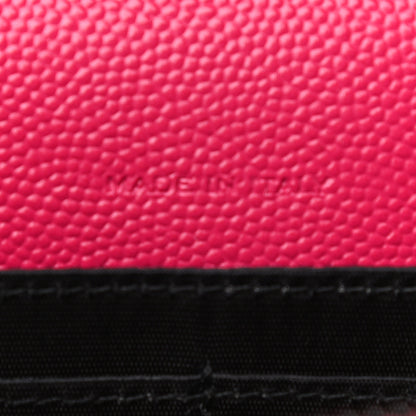 Saint Laurent Grain De Poudre Matelasse Chevron Monogram Envelope Chain Wallet Bubblegum 6 of 10