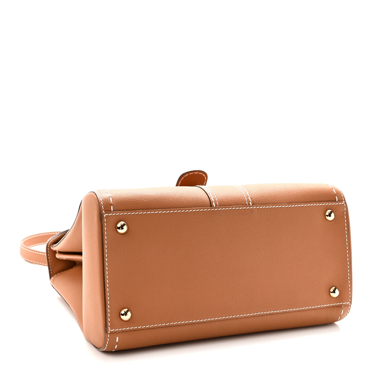 Grained Calfskin Rodeo Surpique MM Brillant Satchel Vegetal Ivory