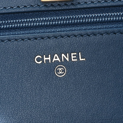 Chanel Denim Quilted CC Pearl Crush Wallet On Chain WOC Blue 8 of 13
