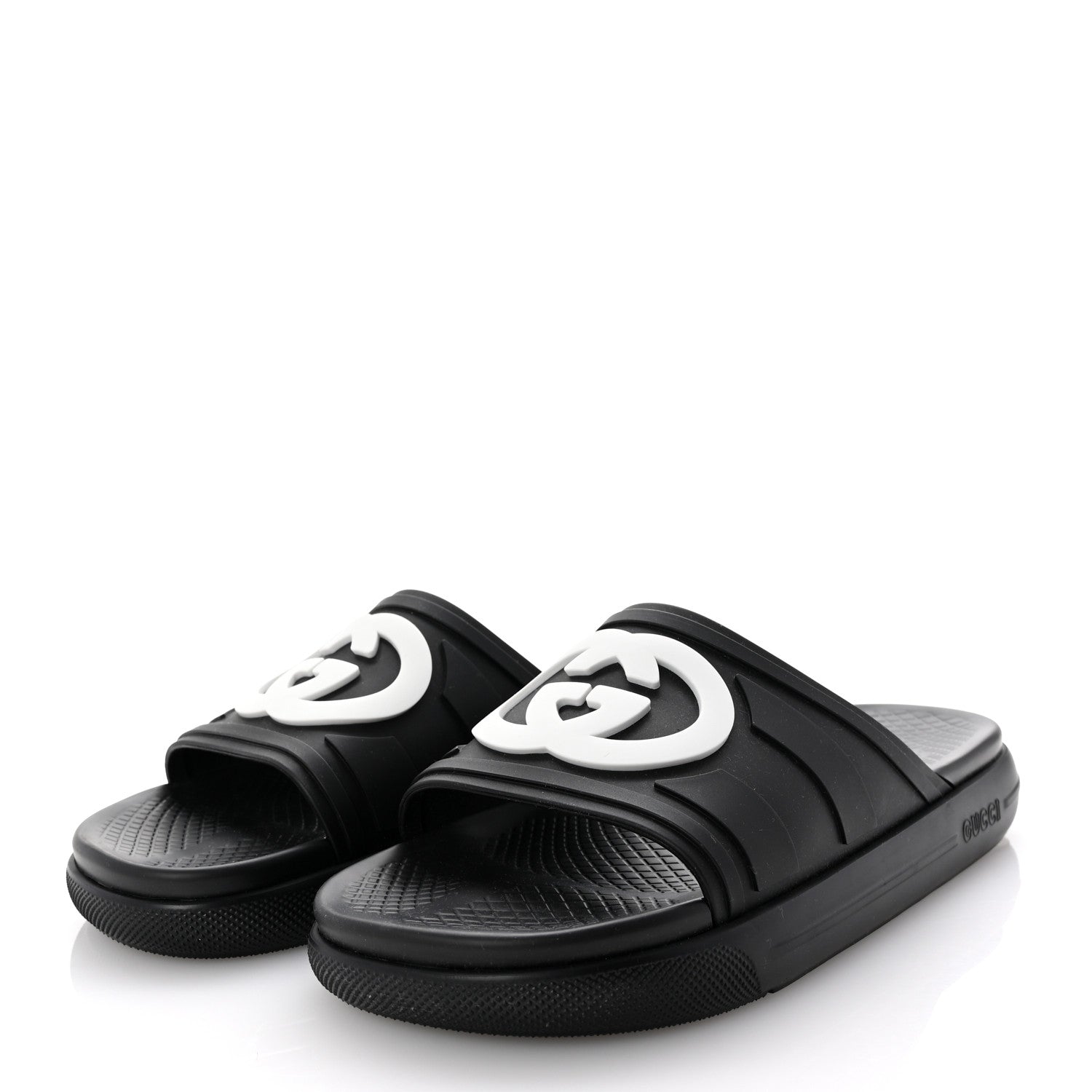 Gucci Rubber Interlocking G Pursuit Mens Slide Sandals 9 Black White 4 of 10