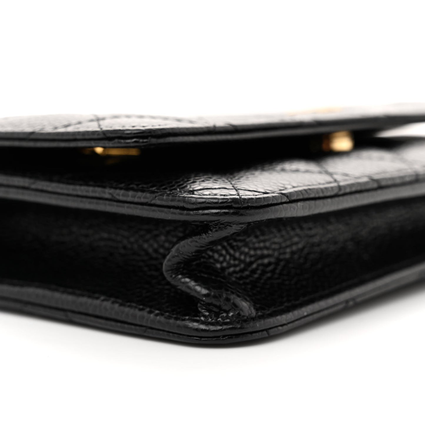 Caviar Quilted Wallet on Chain WOC Black