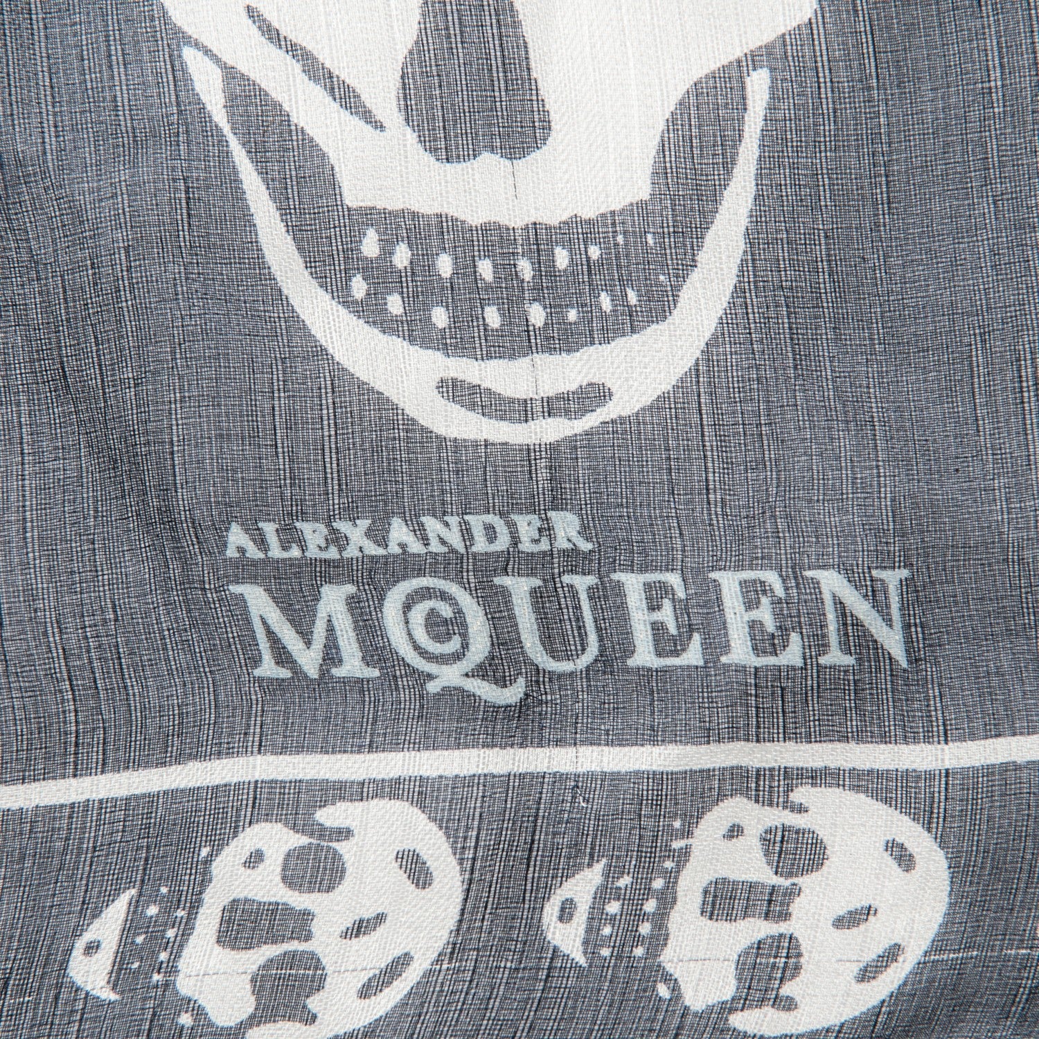 Alexander McQueen Silk Chiffon Skull Scarf Black Ivory 4 of 5