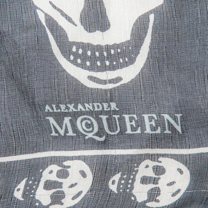 Alexander McQueen Silk Chiffon Skull Scarf Black Ivory 4 of 5