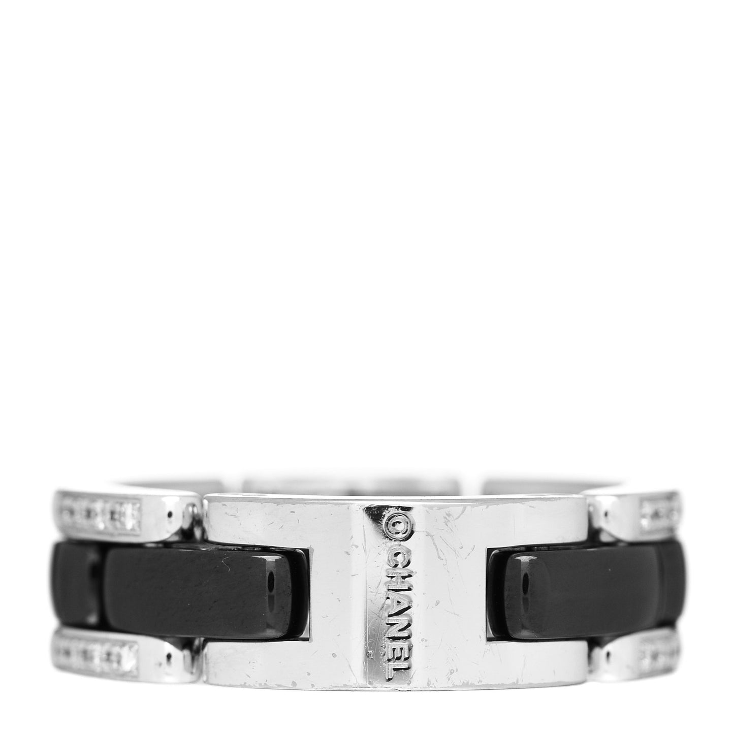 18K White Gold Ceramic Diamond Medium Ultra Ring Black 54 6.75