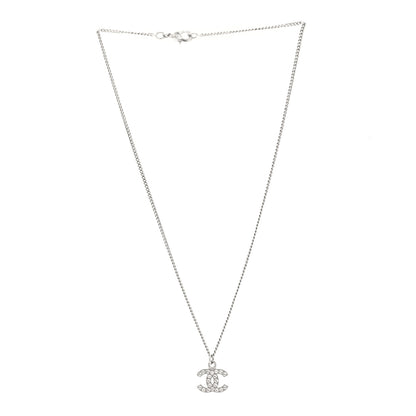 Chanel Crystal Timeless CC Necklace Silver 3 of 5