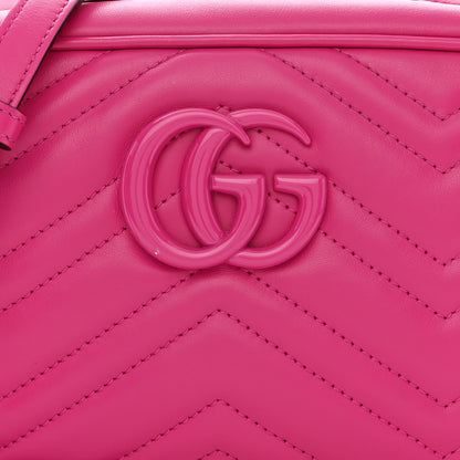 Gucci Calfskin Matelasse Monochrome Small GG Marmont Chain Shoulder Bag Classic Fuxia 9 of 14