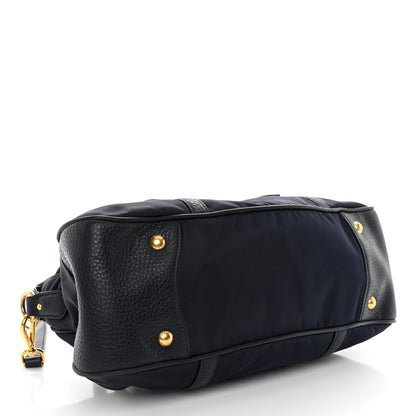 Prada Tessuto Nylon Vitello Daino Shopping Satchel Bleu 4 of 9