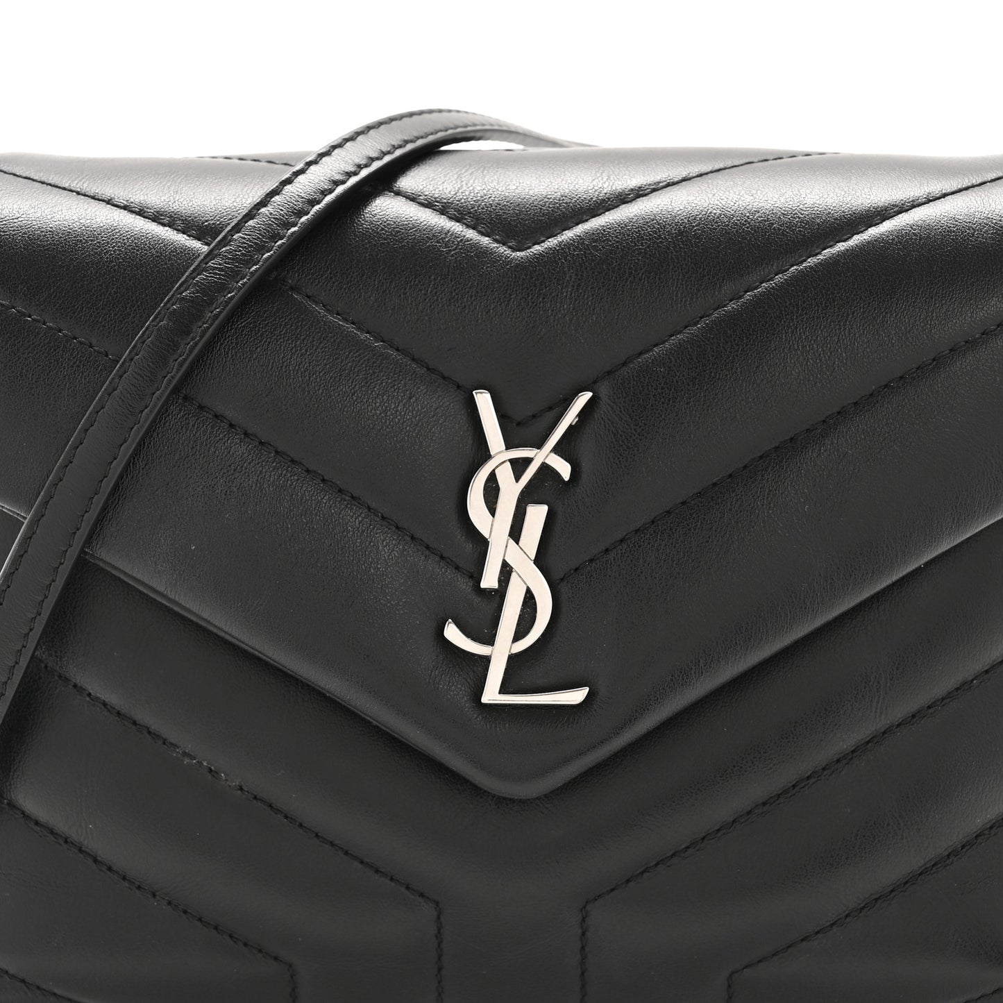 Calfskin Y Quilted Monogram Toy Loulou Crossbody Bag Black