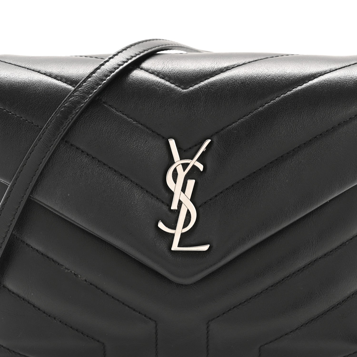 Saint Laurent Calfskin Y Quilted Monogram Toy Loulou Crossbody Bag Black 8 of 11