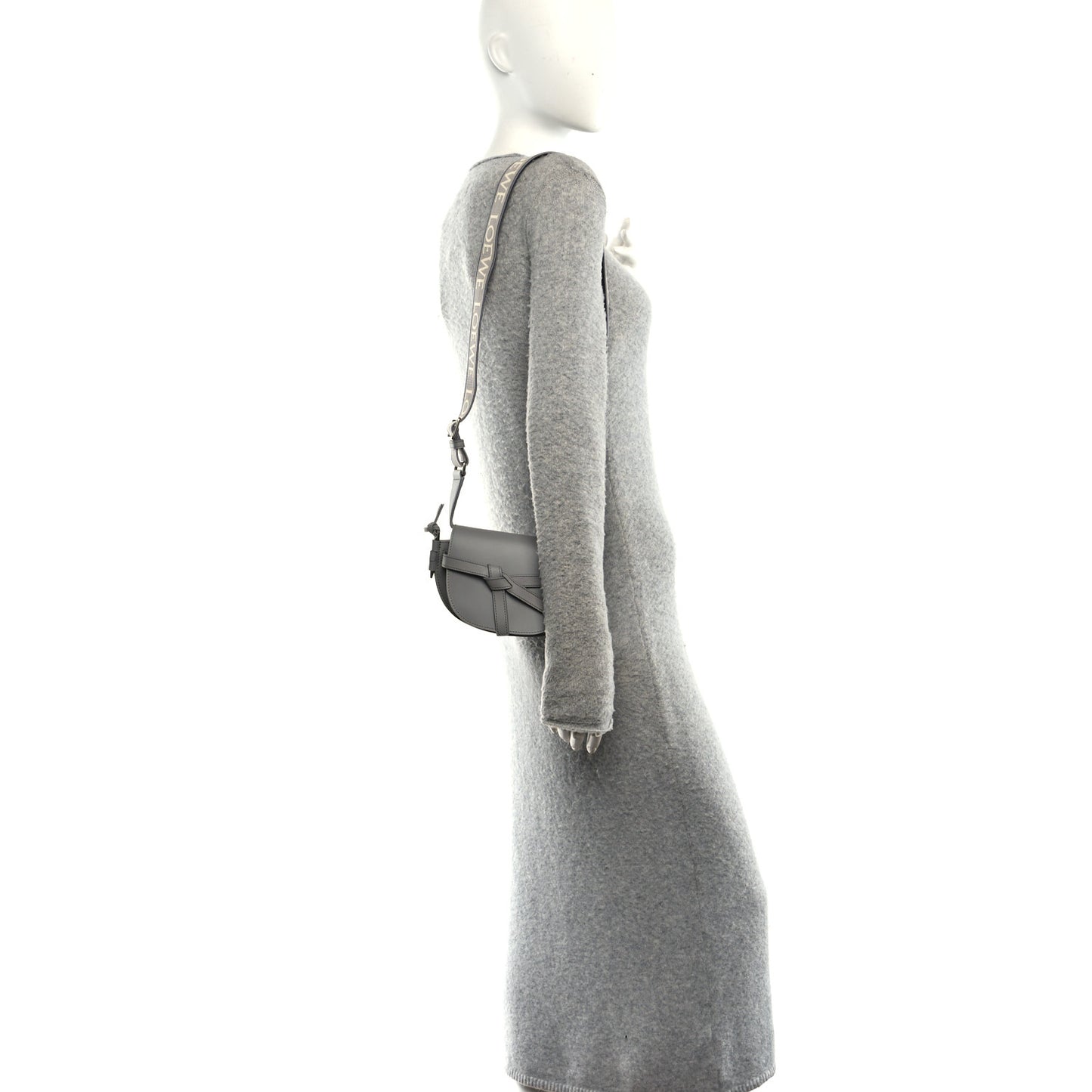 Calfskin Jacquard Mini Gate Dual Bag Ash Grey