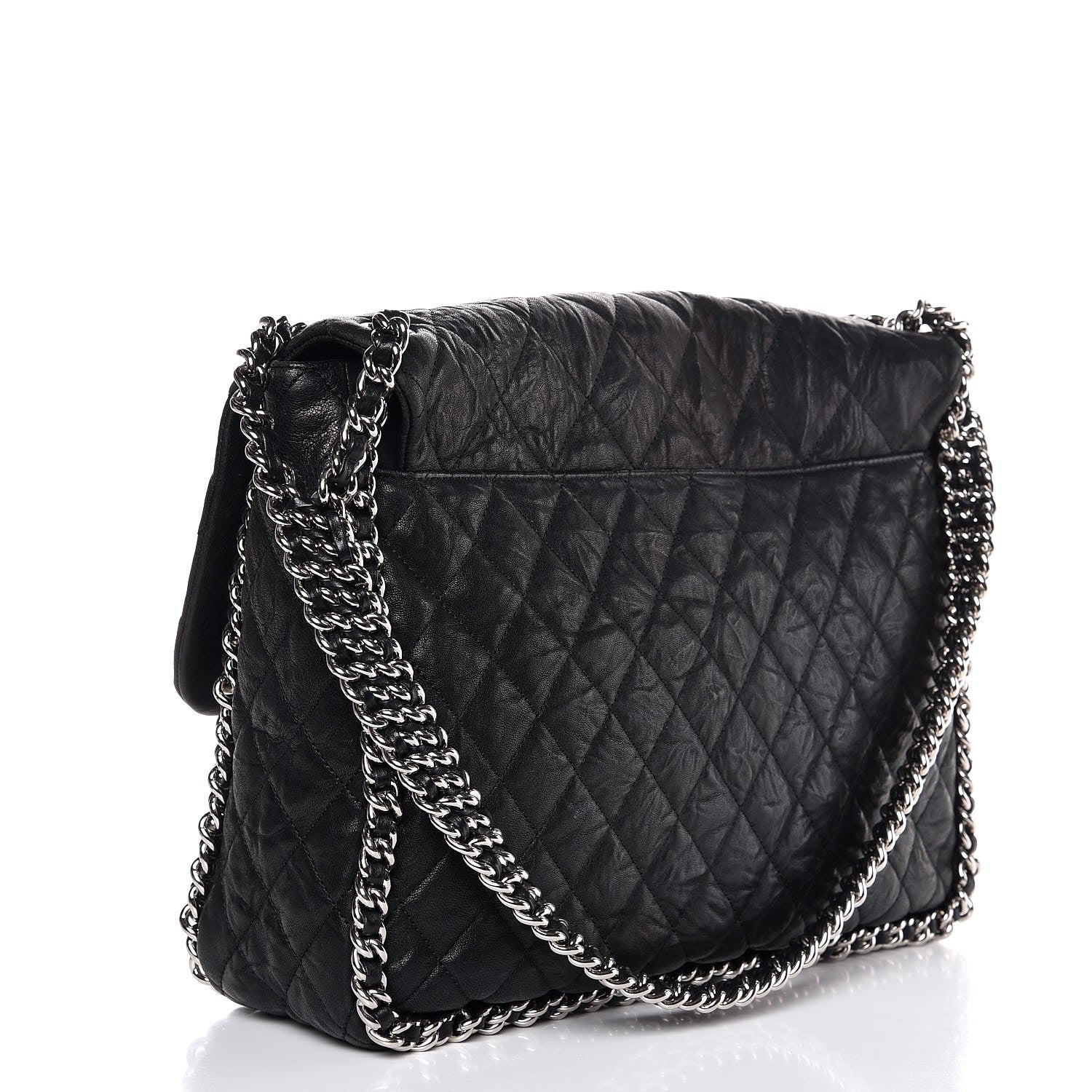 Chanel Washed Lambskin Quilted Maxi Chain Around Flap Black 3 of 8